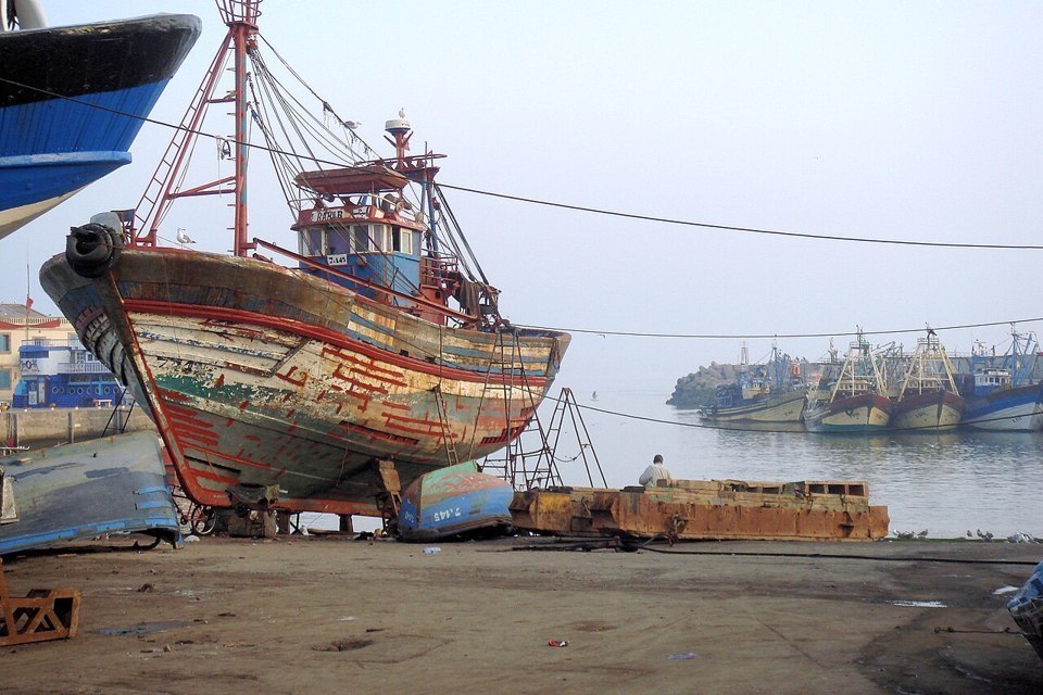 Fishing boats at Essaouira harbour docks